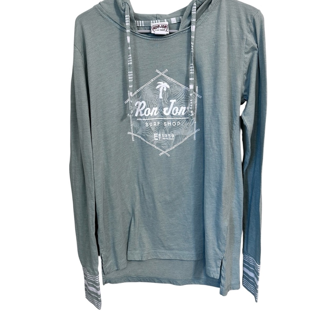 Ron Jon Seafoam Green Long Sleeve Hoodie with White Logo